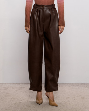 Rowen Rose Коричневые брюки PNTRR286ECOLEATHER