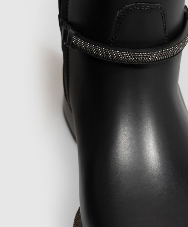 Brunello Cucinelli Черные кожаные сапоги с цепочкой мониль MZMGC3316 изображение 5
