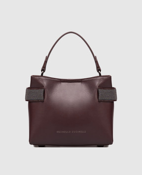 Brunello Cucinelli Бордовая кожаная сумка Essence MBTKD2499