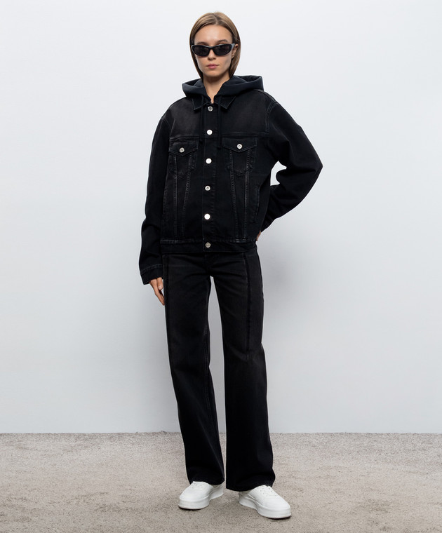 Vetements Черная джинсовая куртка с капюшоном MH27DJ068B изображение 2