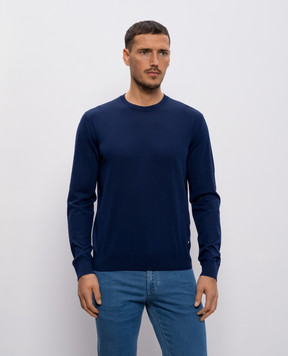 Stefano Ricci Синий лонгслив из шерсти, кашемира и шелка W505506G01W26150