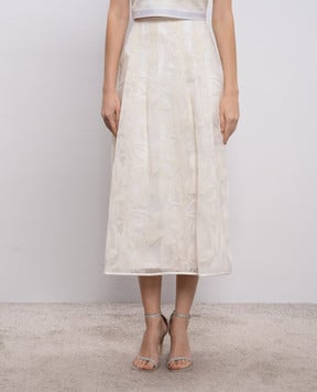 Peserico Біла спідниця міді з вишивкою A0501303701