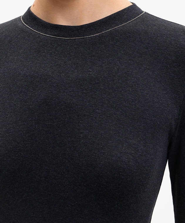 Brunello Cucinelli Темно-серый лонгслив с цепочкой мониль MPTC8BJ300 изображение 5