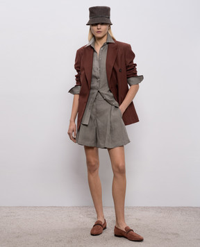 Brunello Cucinelli Серые шорты из льна MA698DV499