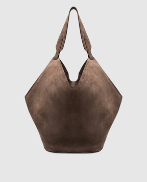 Khaite Коричневая замшевая сумка Lotus с логотипом HAITEBAG