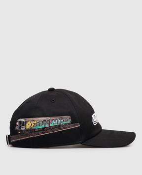 Off-White Чорна кепка Train з логотипом OMLA04AF25FAB00C
