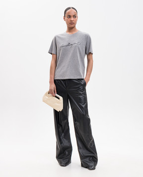 Maison Margiela MM6 Сіра меланжева футболка з принтом логотипа S52GC0368M20170