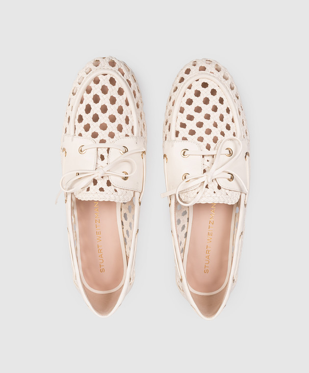Stuart Weitzman Шкіряні плетені топсайдери Tunsley кольору айворі SN727 зображення 4
