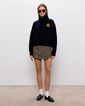 Sporty & Rich Темно-синий свитер NY Crest из шерсти WS06485243BL106
