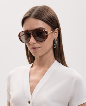 Bottega Veneta Коричневые солнцезащитные очки-авиаторы 769232V2Q30
