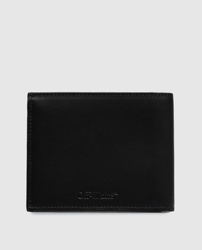 Off-White Черный кожаный портмоне с принтом надписи "For Money" OWMNC22F26LT01