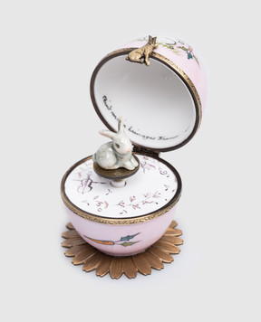 Fanex France Розовое музыкальное фарфоровое яйцо Кролик OPLAROSE