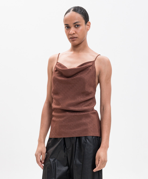 Maison Margiela MM6 Коричневый топ в логотип шаблон S52NC0363M36007 изображение 2