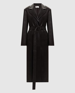 The Row Коричневе шкіряне пальто на запах Raisa 10509L644