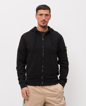 Stone Island Чорна спортивна куртка з патчем логотипа L1S156100061S0051