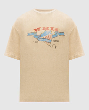 Misbhv Бежева махрова футболка з принтом 260U113