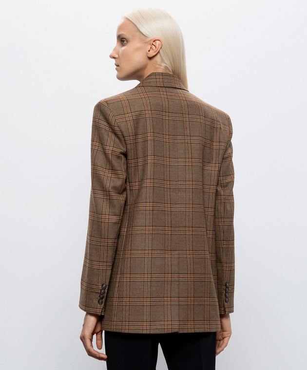 Max Mara Коричневий жакет TALCA з вовни в клітинку MSTALCA зображення 4