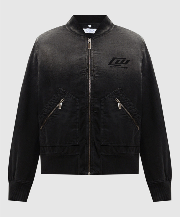 Off-White Черный джинсовый бомбер с принтом логотипа 44XEH05OS26F001