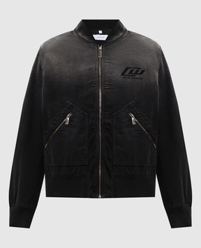 Off-White Чорний джинсовий бомбер з принтом логотипа 44XEH05OS26F001