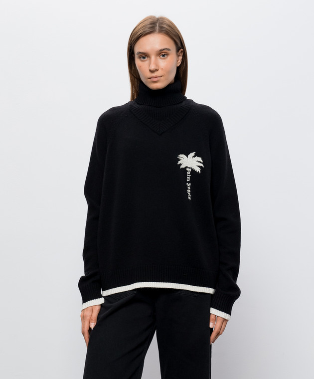 Palm Angels Черный свитер из шерсти и кашемира PAMHD001KN002w изображение 3