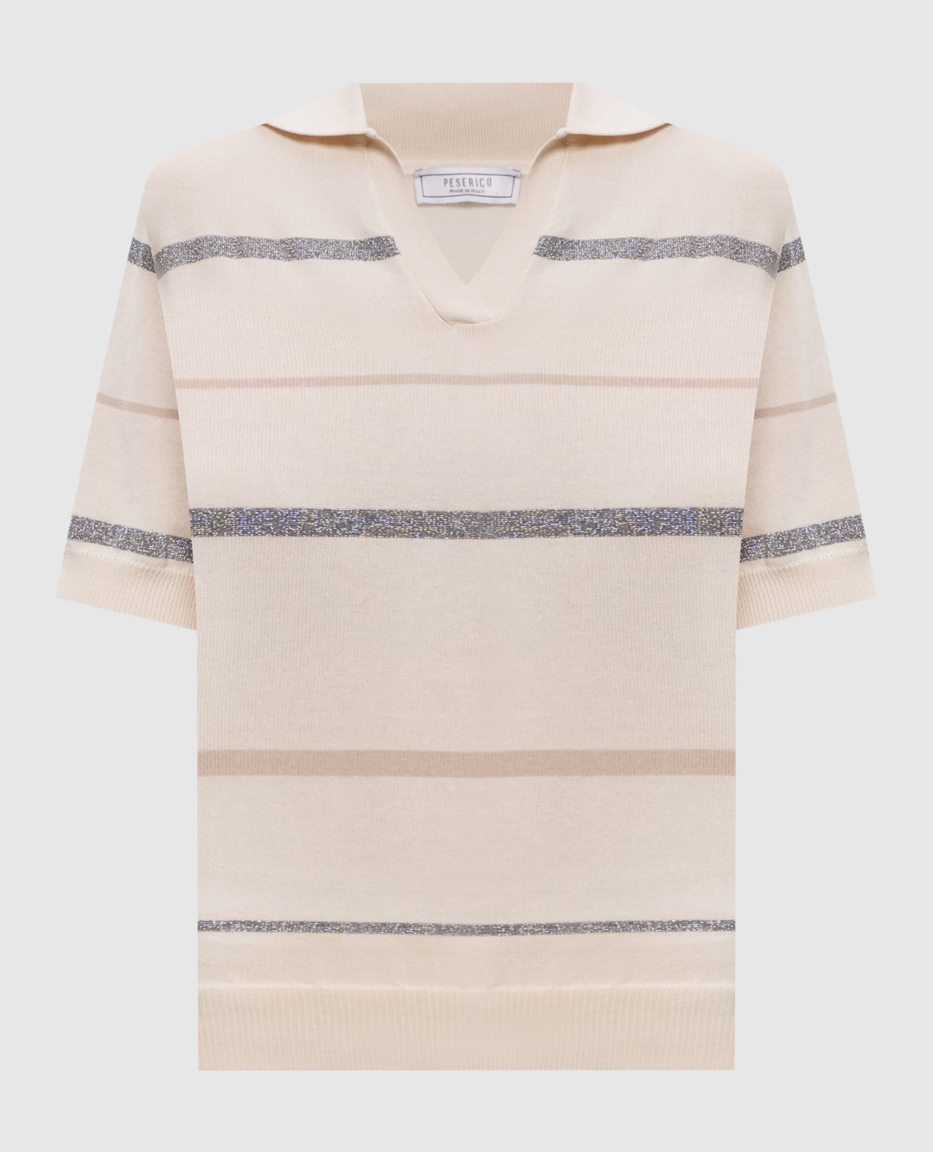 Бежевое поло в полоску