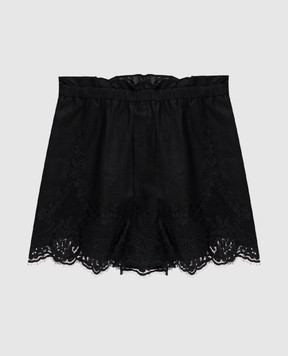Twinset Чорні шорти з льону з мереживом 261TT2183