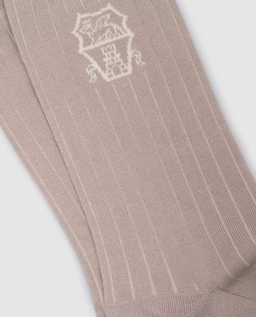 Brunello Cucinelli Бежевые носки с узором эмблемы MCS93561