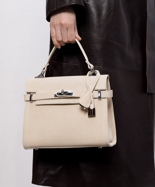 Gianni Notaro Замшевая сумка-сечел цвета айвори SUEDE 099SUEDENIKEL изображение 2