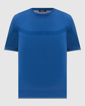 Stefano Ricci Синя футболка з візерунком монограми логотипа K616448G10F26115