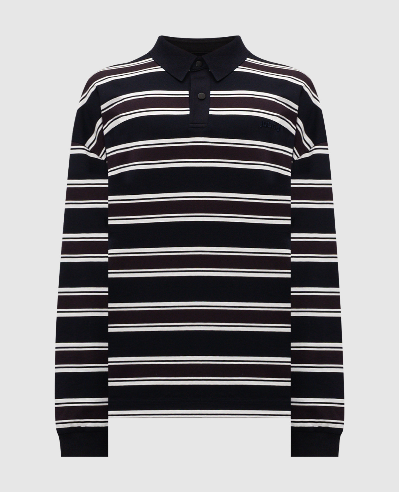 

Темно-синий свитшот в полоску с воротником-поло, Свитшоты