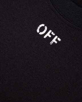Off-White Дитяча чорна футболка з принтом логотипа 44BAA002S26J006