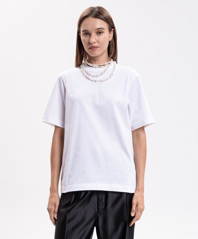 Carven Біла футболка з намистом 6262K21217 зображення 3