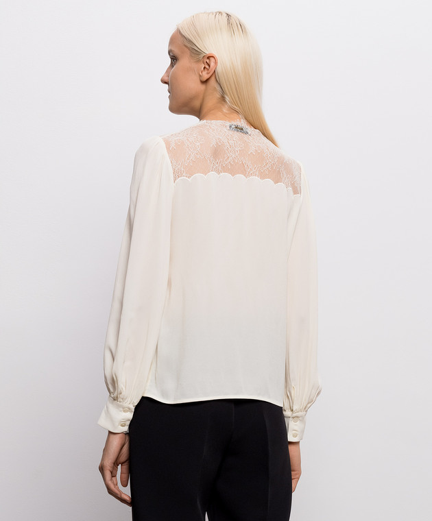 Twinset Блуза з мереживом кольору айворі 262TP2481 зображення 4
