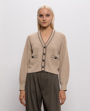 Brunello Cucinelli Бежевий кардиган з паєтками MDV745806