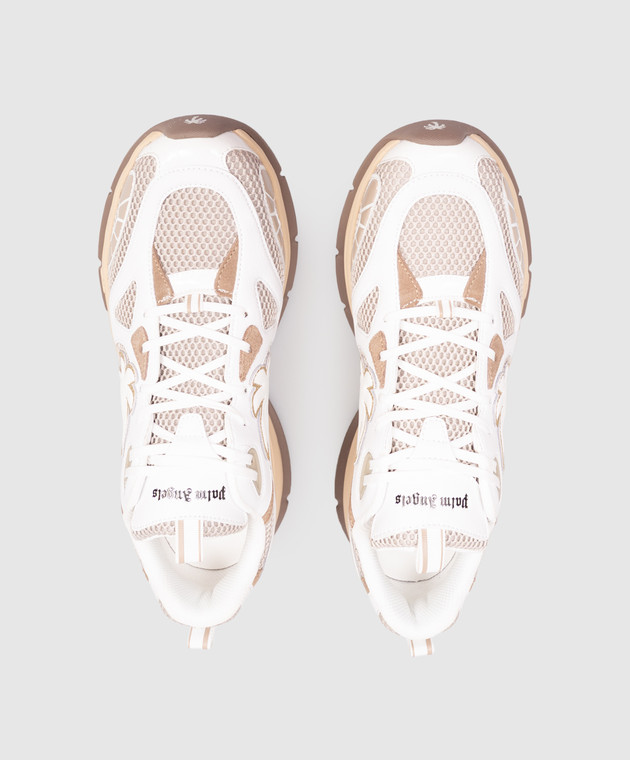 Palm Angels Белые комбинированные кроссовки Runner PMIA10TS26LEA001 изображение 4
