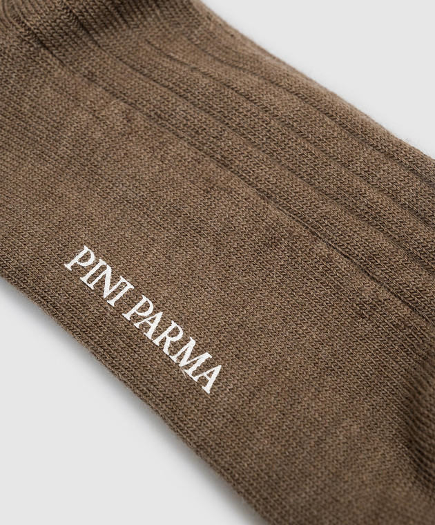 Pini Parma Коричневі шкарпетки з вовною SOCKBROW зображення 2