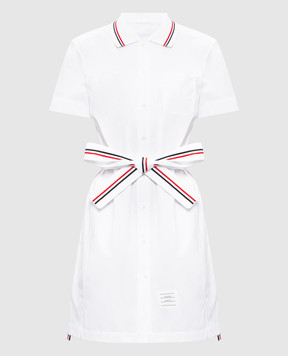 Thom Browne Белое платье-рубашка с нашивкой логотипа FDSF58AF1004