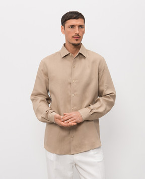 Agnona Бежева сорочка з льону TD07U1YU3049