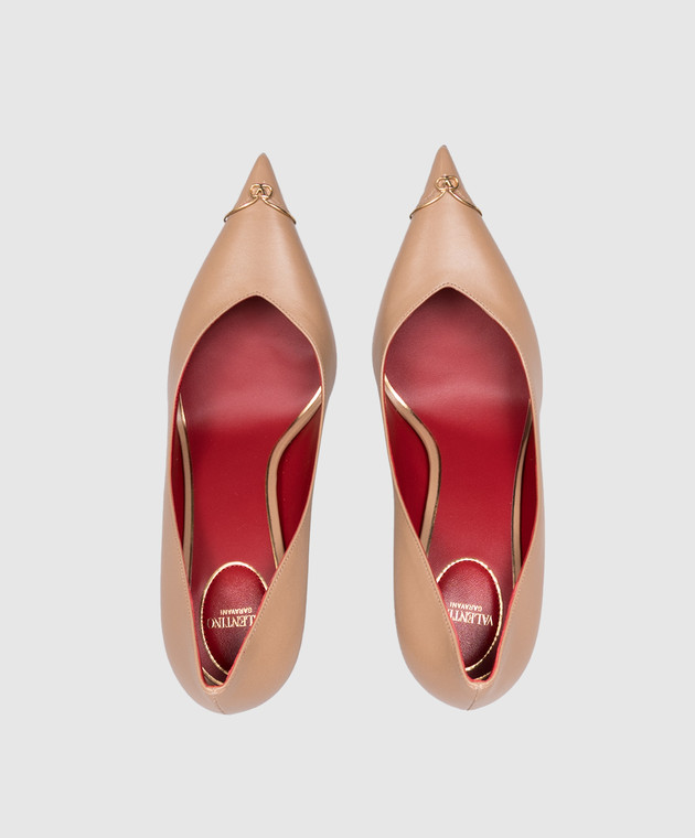 Valentino Коричневі шкіряні туфлі з логотипом VLogo 9W2S0QD7YEA зображення 5