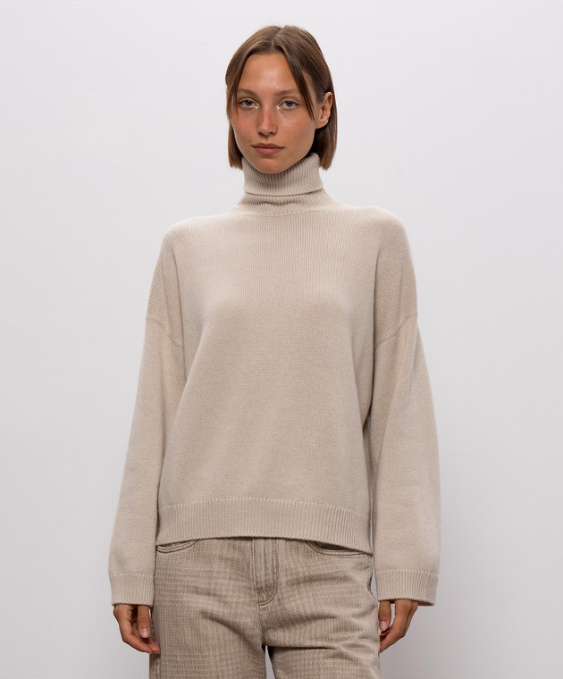 Brunello Cucinelli Бежевий гольф з кашеміру M12501703 зображення 3