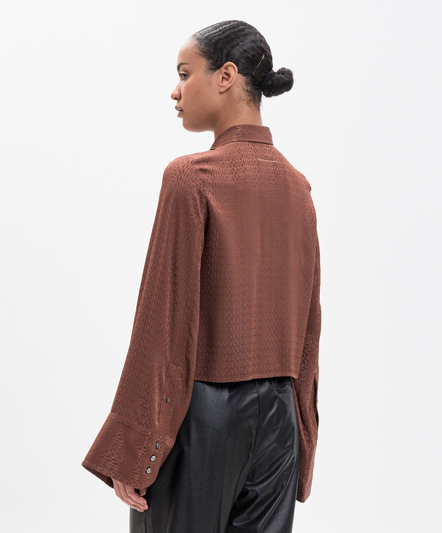 Maison Margiela MM6 Коричнева блуза у візерунок логотипа S52DT0044M36007 зображення 3