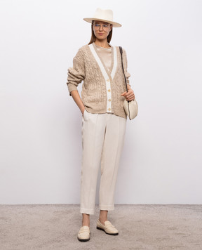 Brunello Cucinelli Штани кольору айворі з льоном MH126P7197