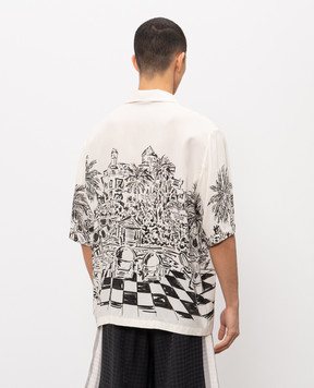 AMIRI Бежева сорочка із шовку в принт AMTOSH1127