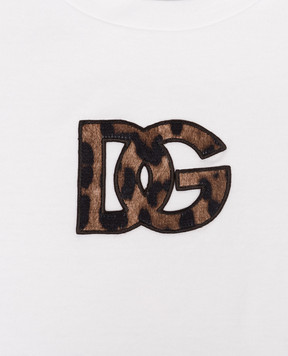 Dolce&Gabbana Дитяча біла футболка з монограмою логотипа DG L5JTOXG7P0J46