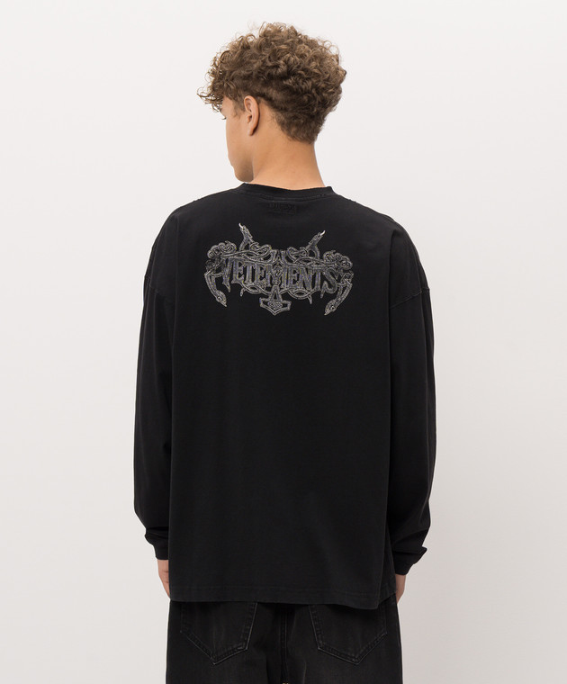 Vetements Черный лонгслив с принтом логотипа MH27LS202B изображение 4