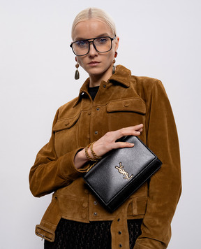Saint Laurent Черный кожаный клатч KATE 851504AAGBE