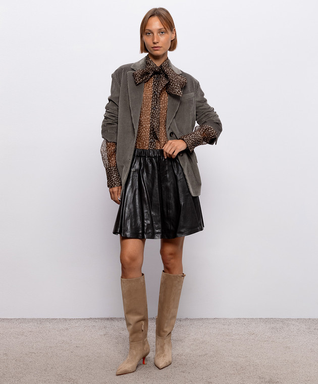 Brunello Cucinelli Темно-коричневая кожаная юбка M0CTNG4098 изображение 2