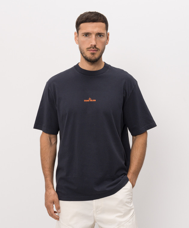 Stone Island Темно-синяя футболка с принтом L2S152100001S0534 изображение 3
