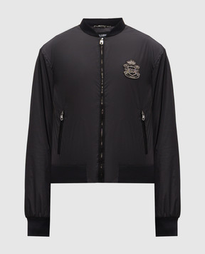 Dolce&Gabbana Чорний бомбер з геральдичною нашивкою логотипа G9ABPZGK292