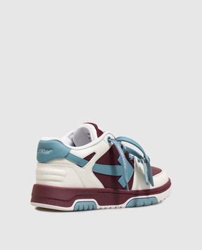 Off-White Детские бордовые кожаные кроссовки Out Of Office с патчем логотипа OF06017210